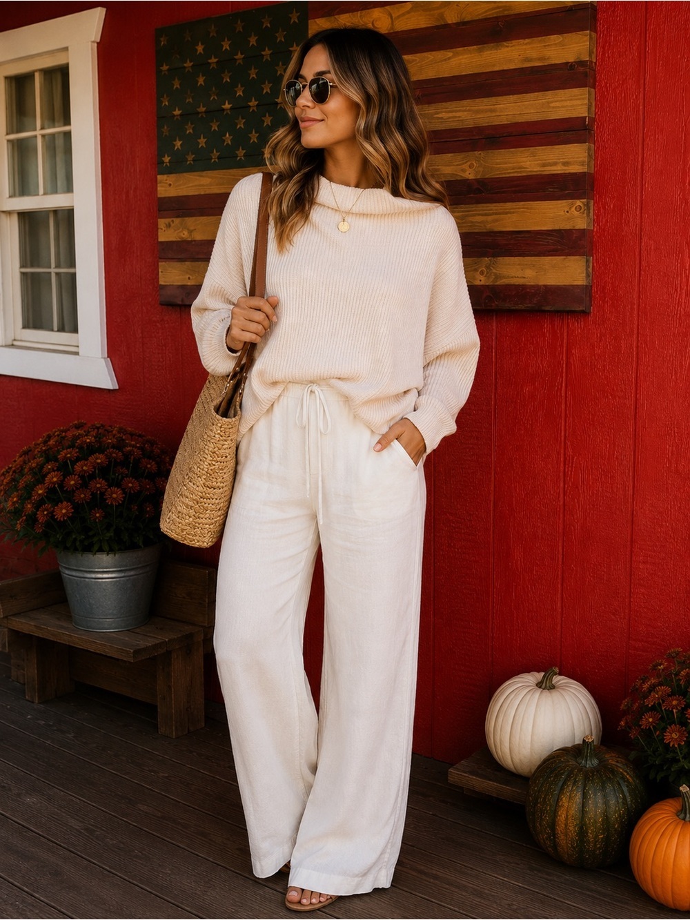 Bluivy Cream Cowl Neck Sweater